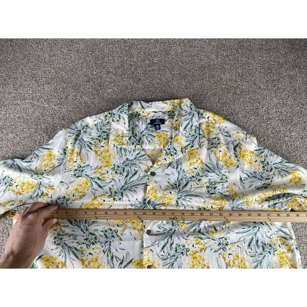 George All Over Pineapple Print Shirt Mens 3XL Pocket Rayon Beach Preppy Money - Picture 6 of 9